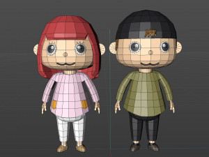 Low poly Cartoon character Youth 3D Модель