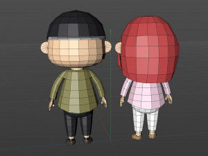 Low poly Cartoon character Youth 3D Модель