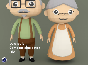 Low Poly Cartoon character Old Modèle 3D