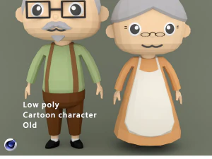 Низкополигональная мультипликационный персонаж Старый 3D Модель