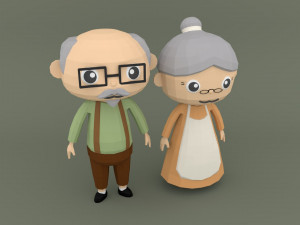 Low Poly Cartoon character Old Modelo 3D