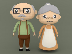 Low Poly Cartoon character Old Modelo 3D