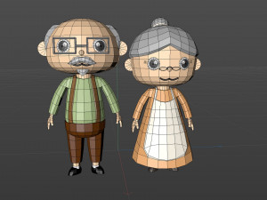 Low Poly Cartoon character Old Modelo 3D