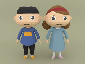 Low poly Cartoon character Child 3D Model