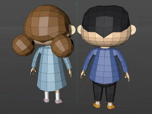 Low poly Cartoon character Child 3D Model