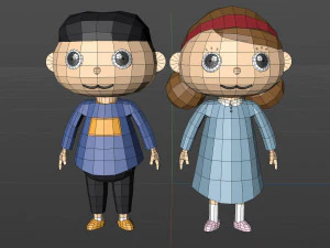 Low poly Cartoon character Child 3D Model