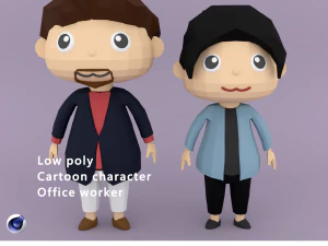Low-Poly-Cartoon-Figur B&uuml;roangestellter 3D Modell