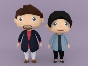 Low poly Cartoon character Office worker 3D Model