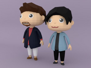 Low poly Cartoon character Office worker 3D Model