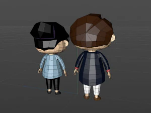 Low poly Cartoon character Office worker 3D Model