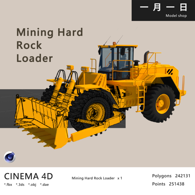 Construction Machinery Model 3D .c4d .max .obj .3ds .fbx .stl .blend 