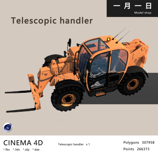Telescopic handler 3D मॉडल .c4d .max .obj .3ds .fbx .stl .blend 