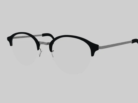 Round half frame glasses 3D Model