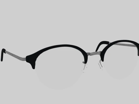 Round half frame glasses 3D Model