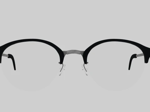 Round half frame glasses 3D Model