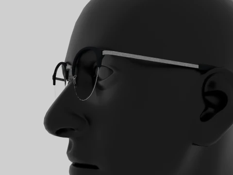 Round half frame glasses 3D Model