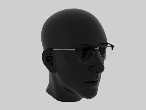 Round half frame glasses 3D 모델