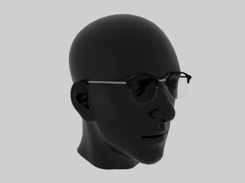 Round half frame glasses 3D Model
