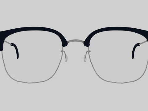 Square half frame glasses 3D Model