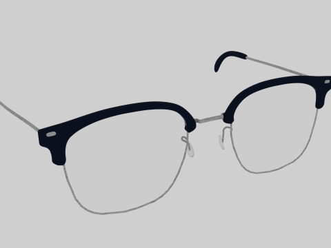 Square half frame glasses Model 3D
