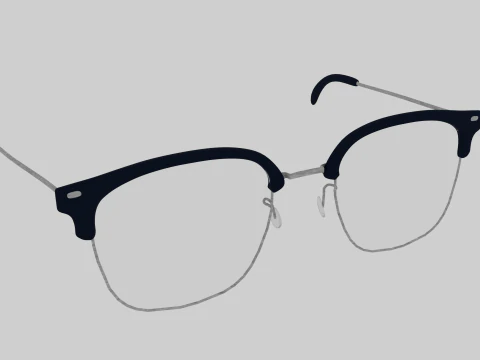 Square half frame glasses 3D Model