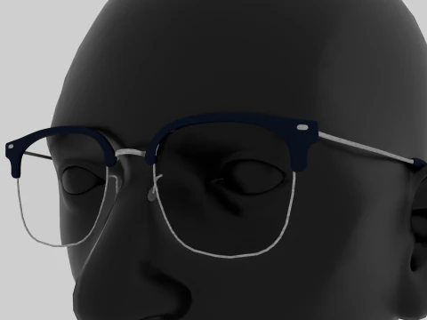 Square half frame glasses 3D Model