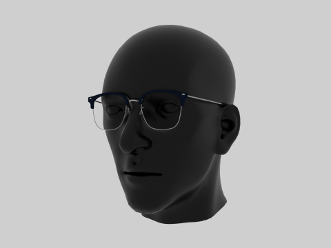 Square half frame glasses Model 3D