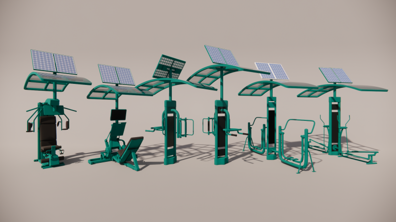 Solar-powered fitness equipment Modello 3D .c4d .max .obj .3ds .fbx .stl .blend 