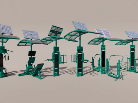 Solar-powered fitness equipment 3D Model