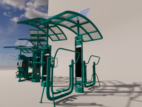 Solar-powered fitness equipment 3D Model