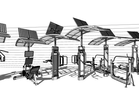 Solar-powered fitness equipment 3D Model