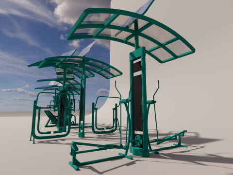 Solar-powered fitness equipment Modello 3D