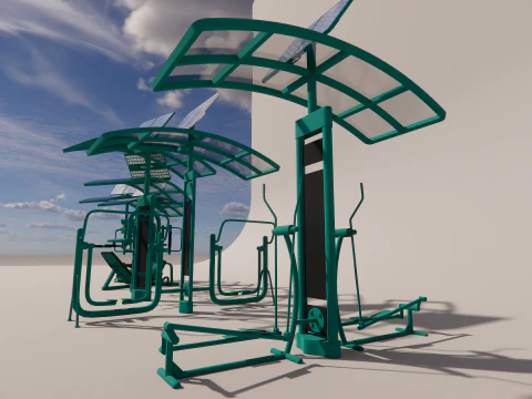 Solar-powered fitness equipment 3D Model