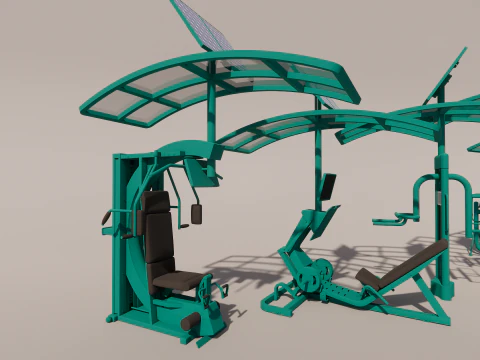 Solar-powered fitness equipment 3D Model