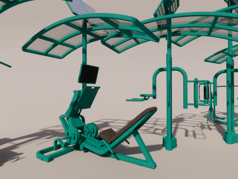 Solar-powered fitness equipment 3D Model