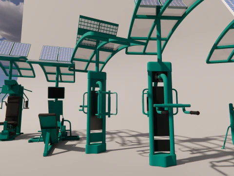 Solar-powered fitness equipment 3D Model