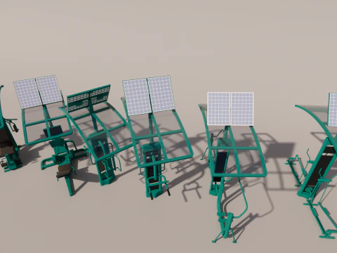 Solar-powered fitness equipment 3D Model