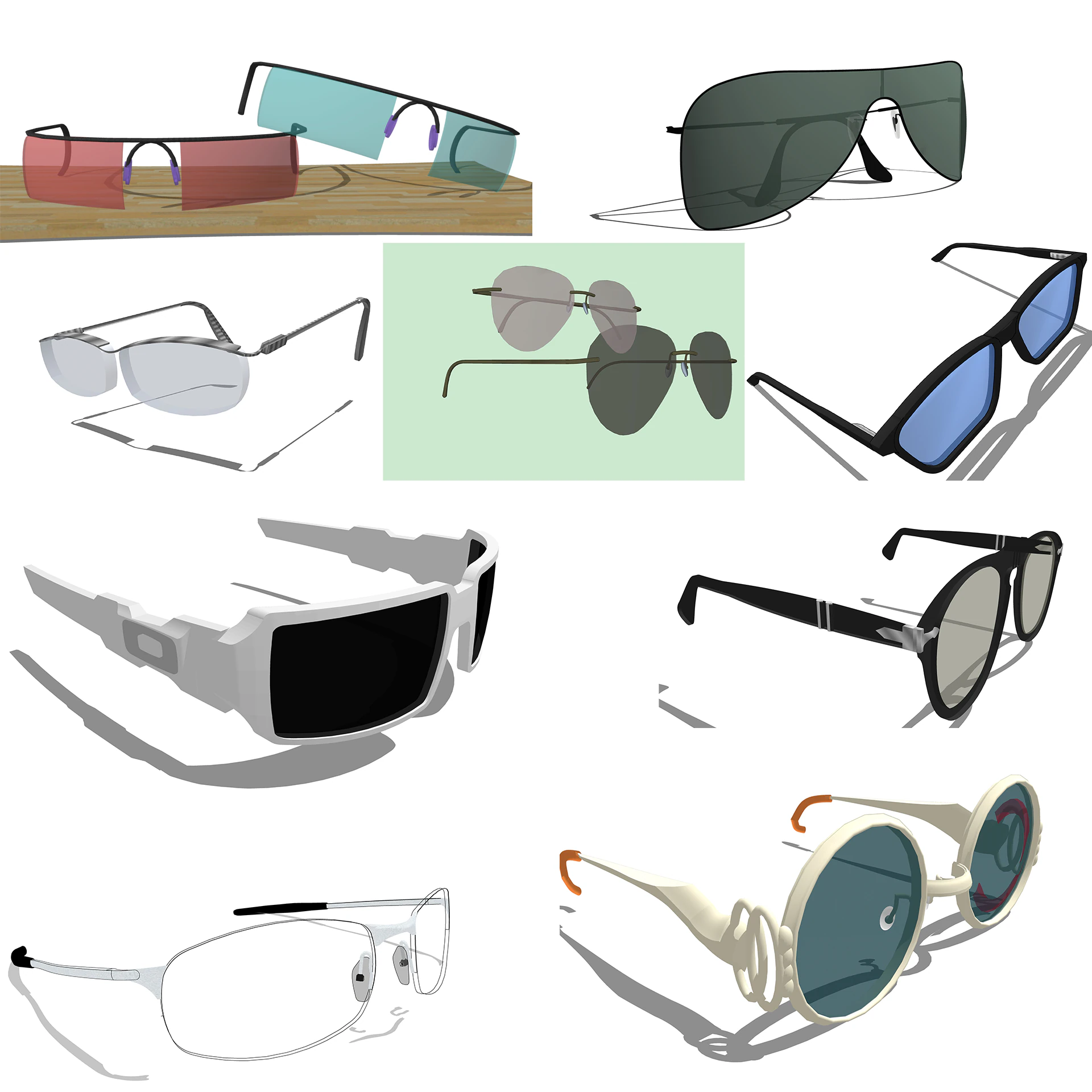 Glasses Collection -A1 3D Model .c4d .max .obj .3ds .fbx .stl .blend 