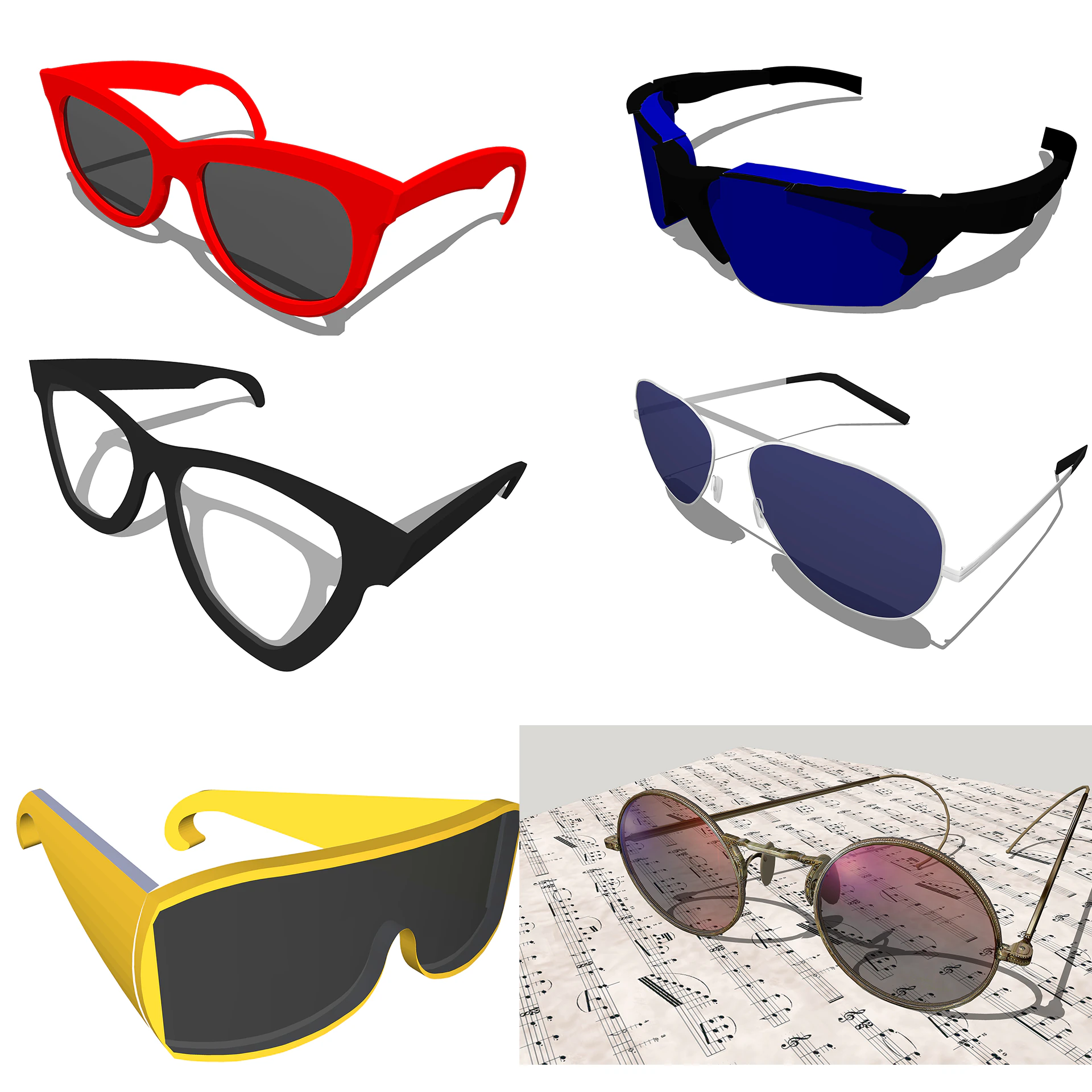 Glasses Collection -A2 3D Model .c4d .max .obj .3ds .fbx .stl .blend 
