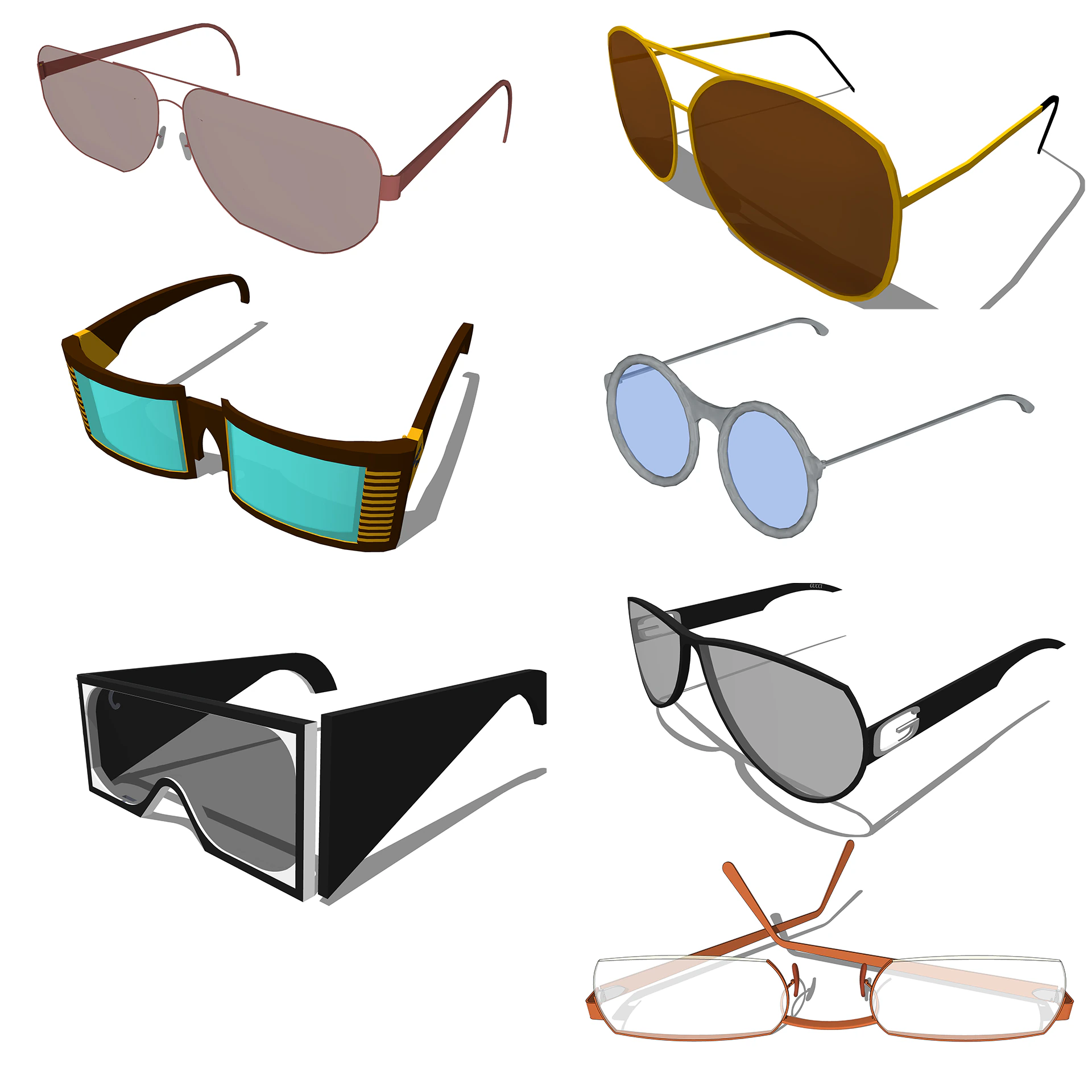 Glasses Collection -A3 3D Model .c4d .max .obj .3ds .fbx .stl .blend 