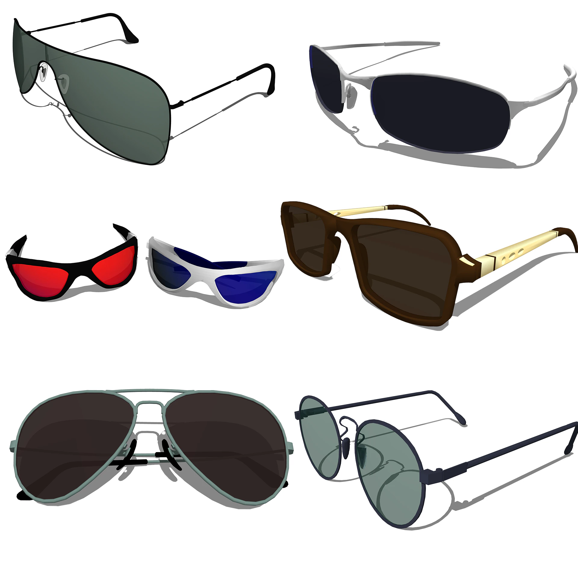 Glasses Collection -A4 3D Model .c4d .max .obj .3ds .fbx .stl .blend 