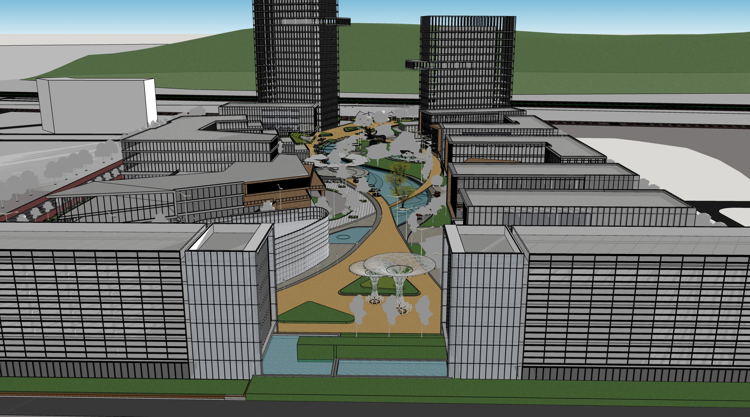 Modern City Block -A4 3D Model .c4d .max .obj .3ds .fbx .stl .blend 