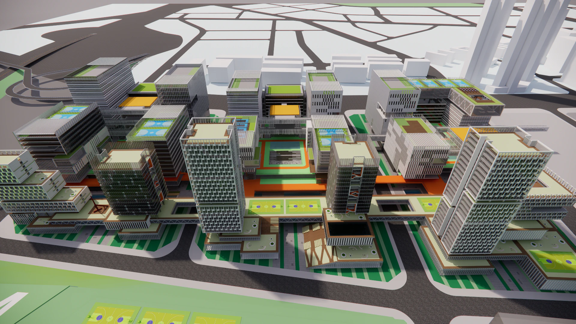 Modern City Block -A7 3D Model .c4d .max .obj .3ds .fbx .stl .blend 