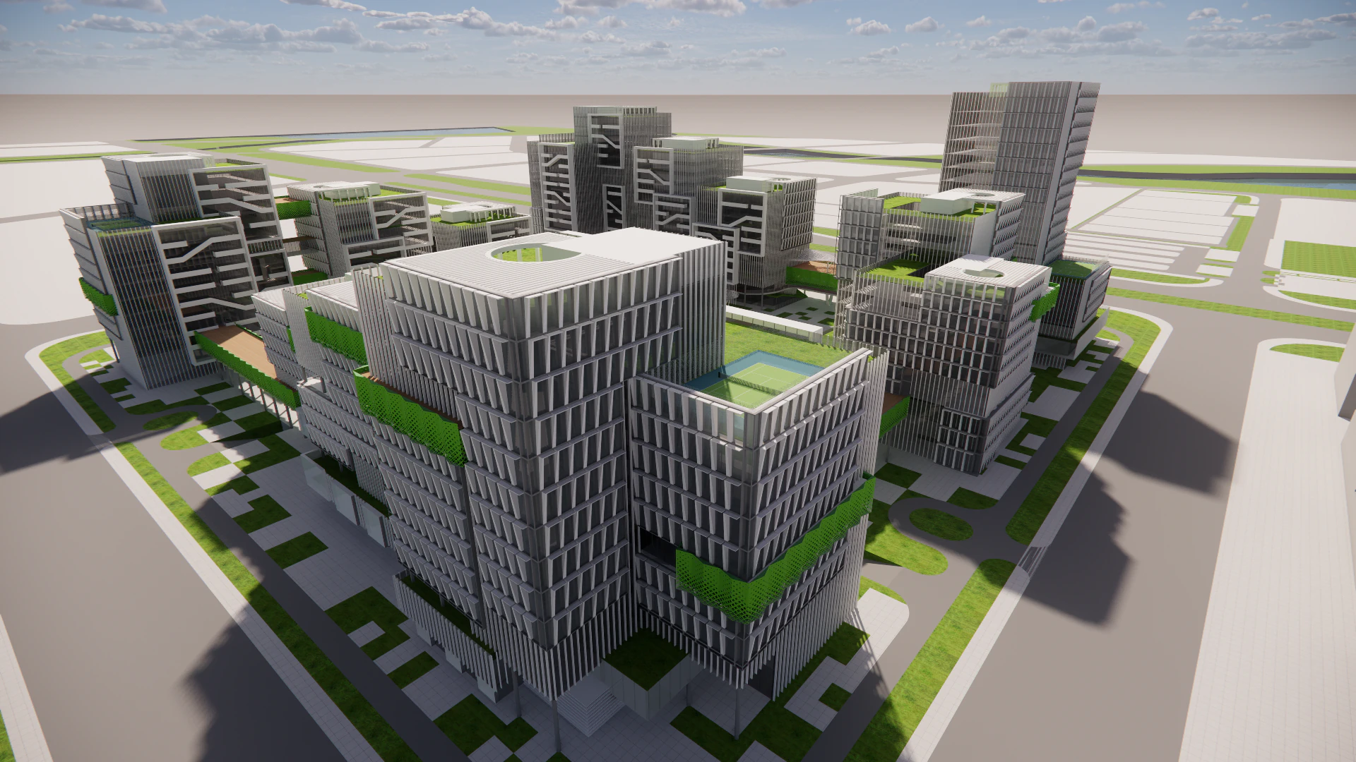 Modern City Block -A8 3D Model .c4d .max .obj .3ds .fbx .stl .blend 