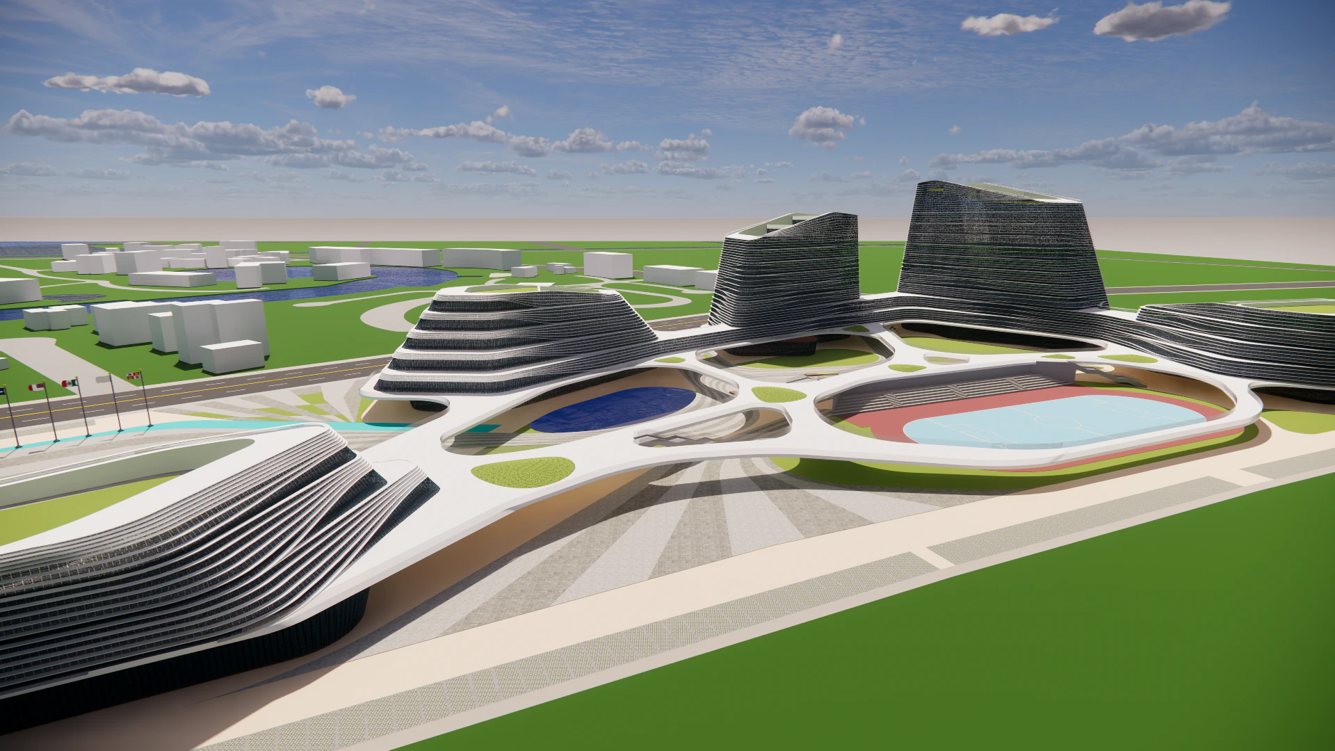 Modern City Block -A9 3D Model .c4d .max .obj .3ds .fbx .stl .blend 