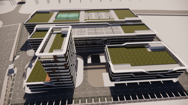 Modern City Block -A12 3D मॉडल .c4d .max .obj .3ds .fbx .stl .blend