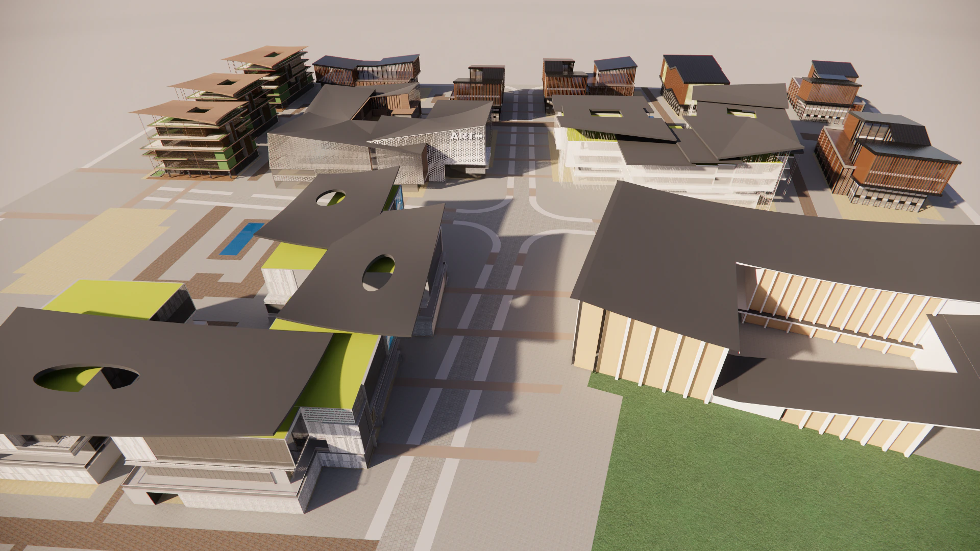 Modern City Block -A13 3D Model .c4d .max .obj .3ds .fbx .stl .blend 