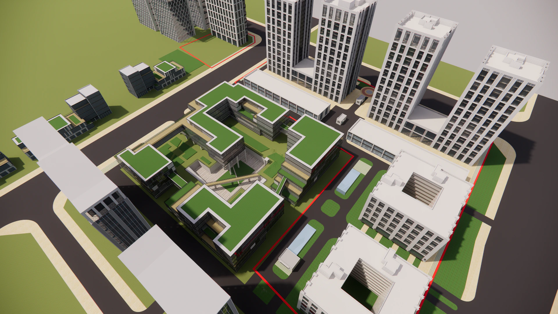 Modern City Block -A14 3D Model .c4d .max .obj .3ds .fbx .stl .blend
