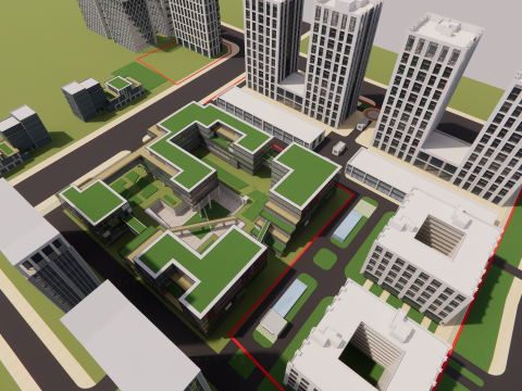Modern City Block -A14 3D Модель
