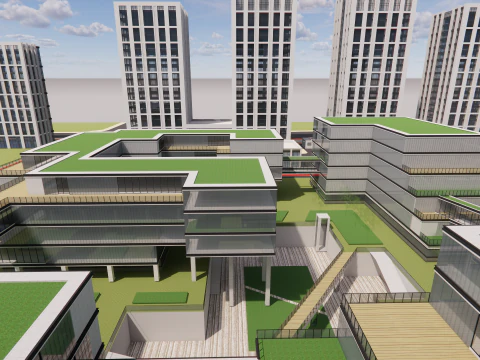 Modern City Block -A14 3D Model